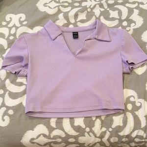 SHEIN Lavender Crop Top Golf Polo